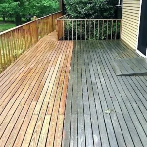 timber deck washing before after Auckland Super Quality Cleaning